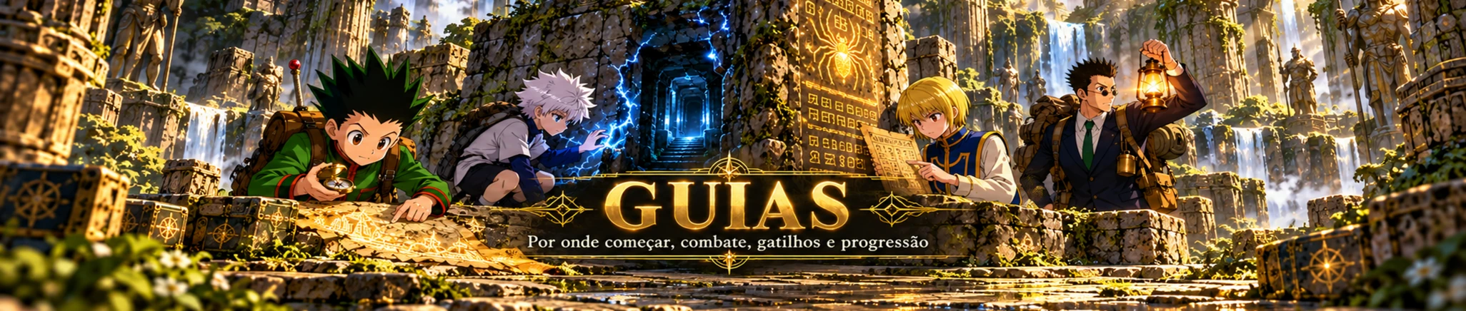 Guias — por onde começar, combate, gatilhos e progressão
